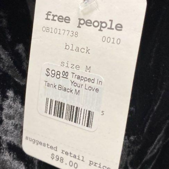 Free People Trapped In Your Love Black Velvet Crop Top Size M Medium - Picture 2 of 7